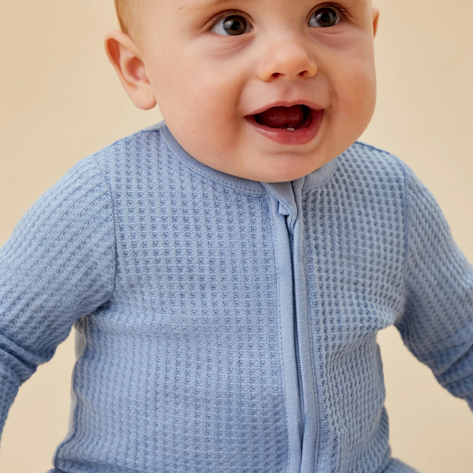 Bear Print & Waffle Clever Zip Sleepsuit 2 Pack